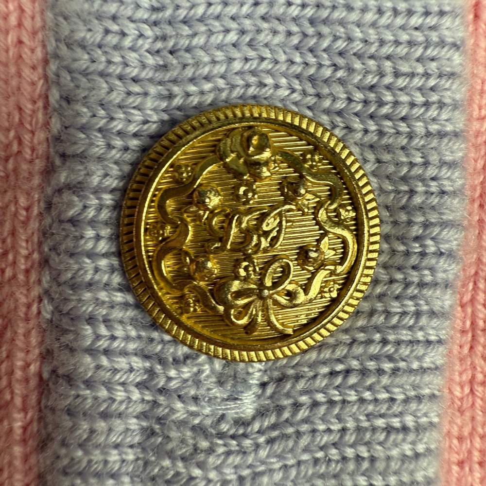LoveShackFancy Elif Cardigan Sweater Pink Lavender 100% Wool Gold Button Women M - Picture 7 of 11
